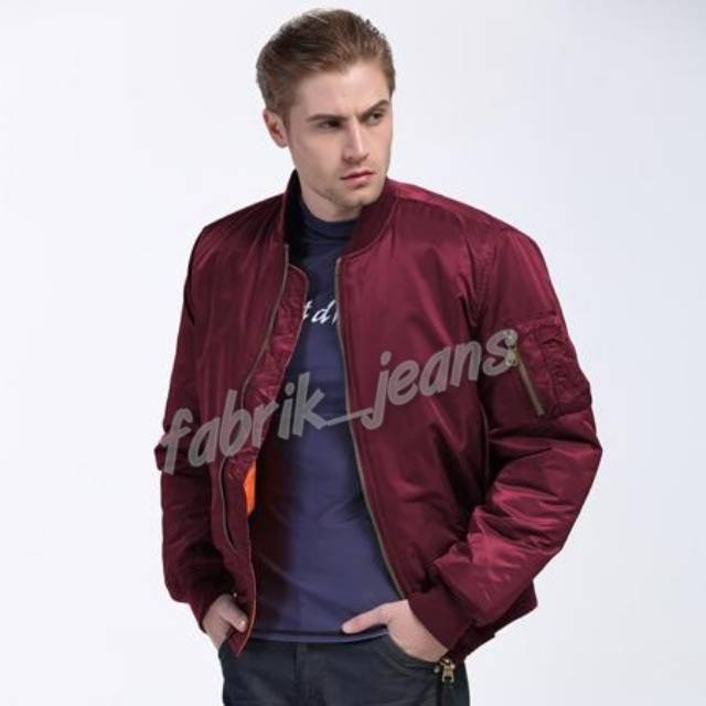 Jaket BOMBER POLOS MAROON Waterproof Bahan Parasut Scoot Puma Ukuran M L XL XXL