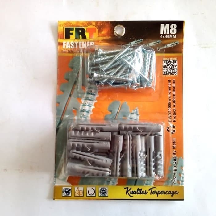 JKM Fisher + Skrup FRT S8 Sekrup Viser Piser Fiser Nylon S-8 M8 M-8 Bagus