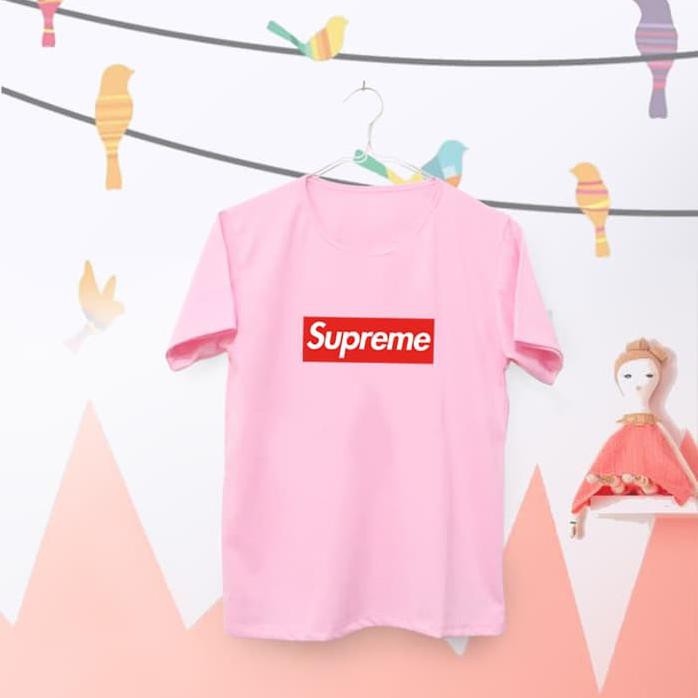 Tumblr Tee / T-Shirt / Kaos Wanita Lengan Pendek Supreme Warna Pink Best Quality