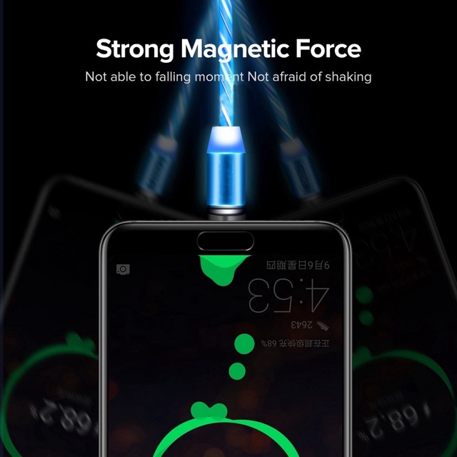 Kabel Data Magnetic Charger Cable Usb 3IN1 2.4 Fast Charger Micro Type C LIGHTNING Kabel Data Magnet Led Warna