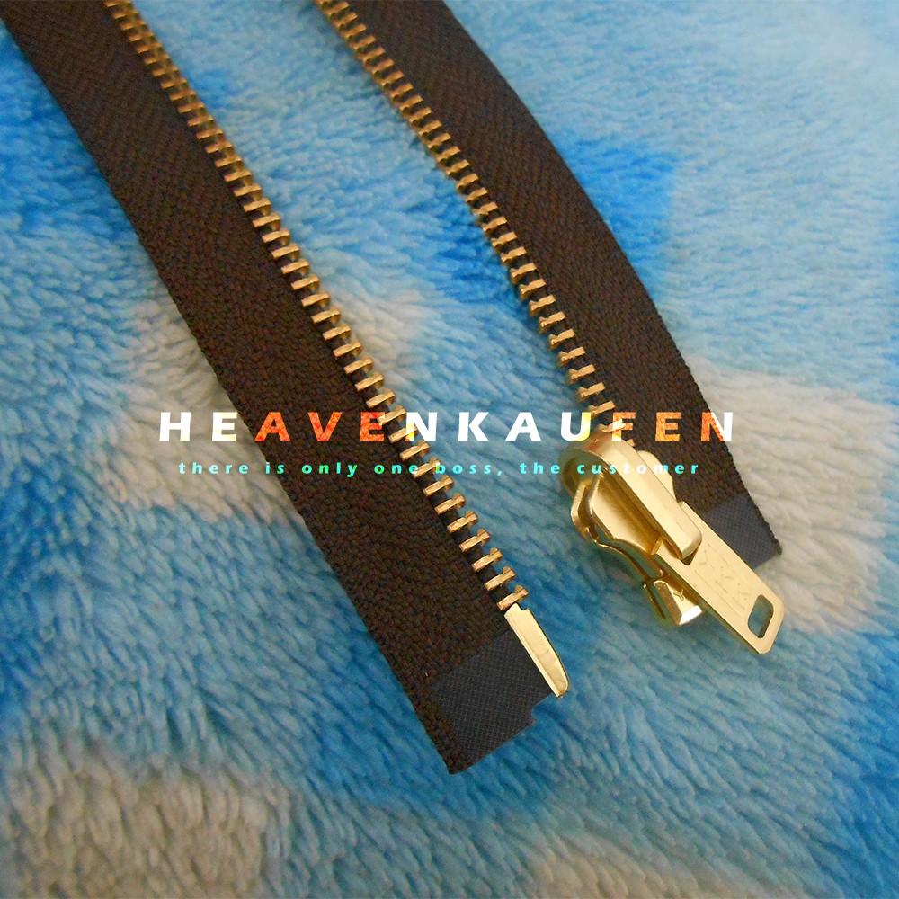 Zipper Resleting 65 cm YKK Gigi Besi Coklat - Gold / Emas Bolak Balik