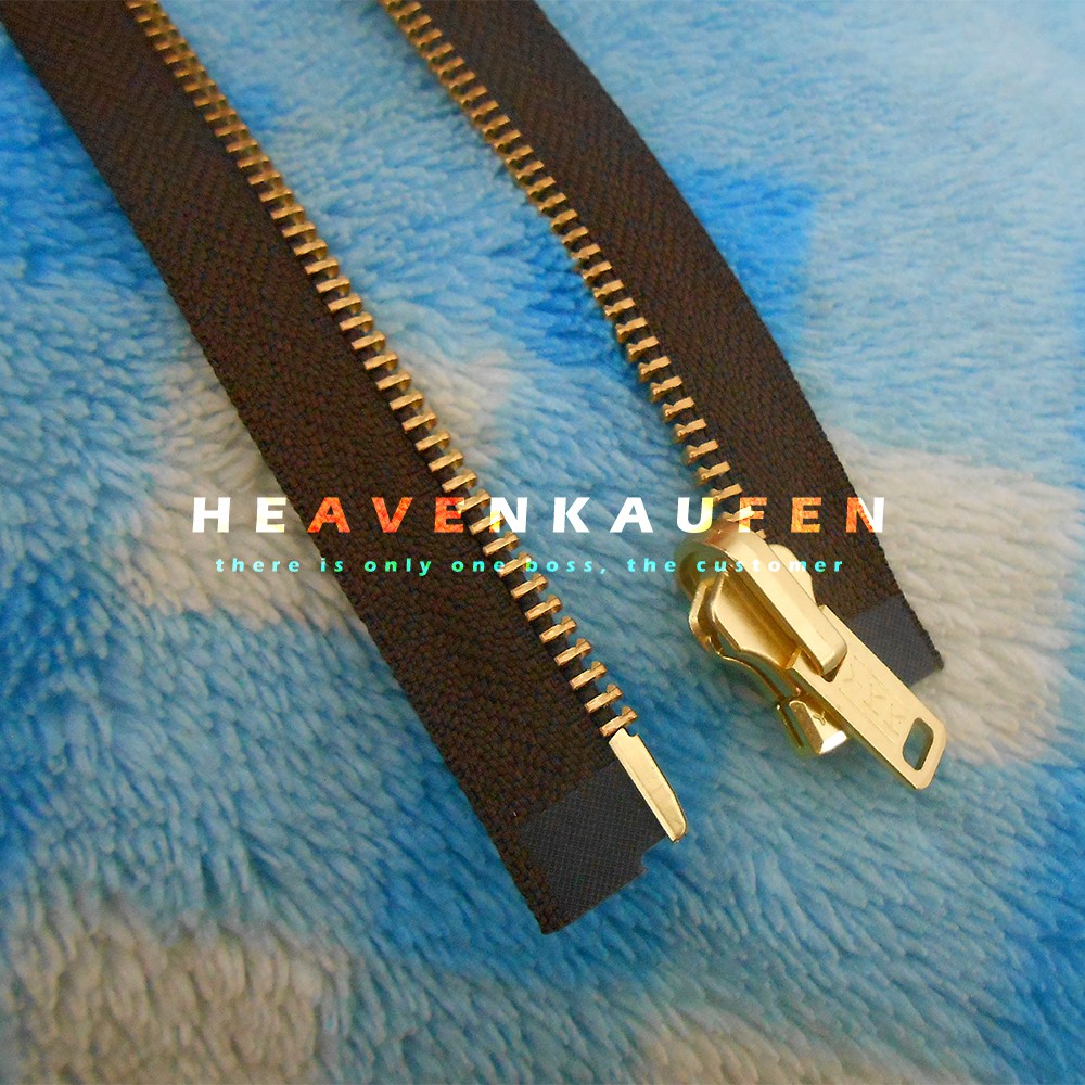 Zipper Resleting 65 cm YKK Gigi Besi Coklat - Gold / Emas Bolak Balik