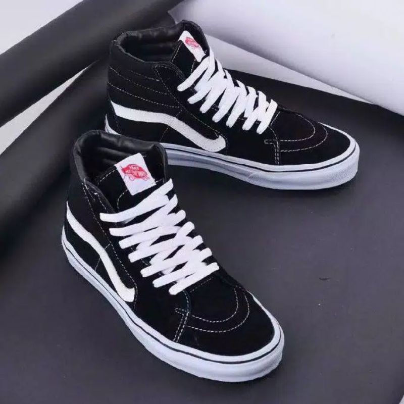 VANS SK8 HI BLACK WHITE SUPER PREMIUM BNIB MADE IN CHINA IMPORT GRADE ORIGINAL TERLARIS (BISA COD)