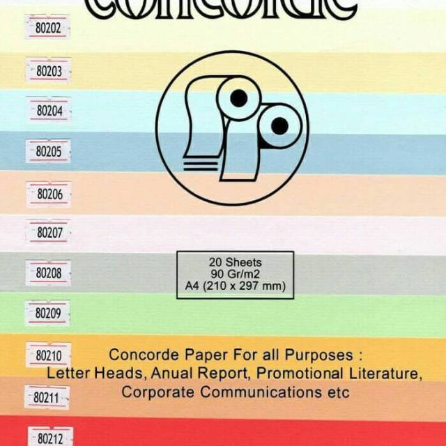 

Kertas Concorde paperl laid A4 90gr(1pak isi 20lembar)