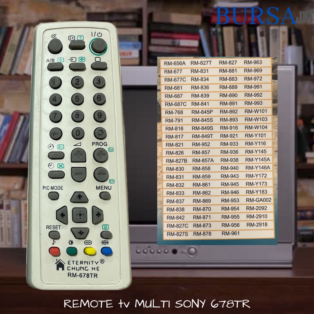 REMOTE SONY UNIVERSAL MULTI TABUNG  PUTIH 678 TR TANPA SETTING