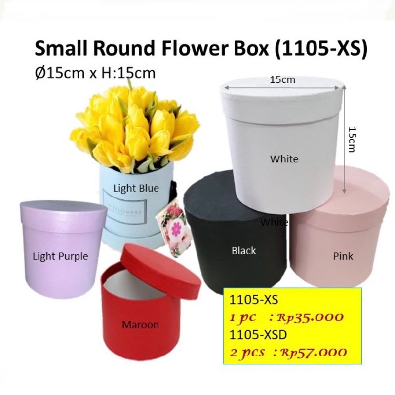 

Small Round Flower Hard Box 1105XS Bloombox Kotak Bulat Kecil Barang Florist Supply Sistsini