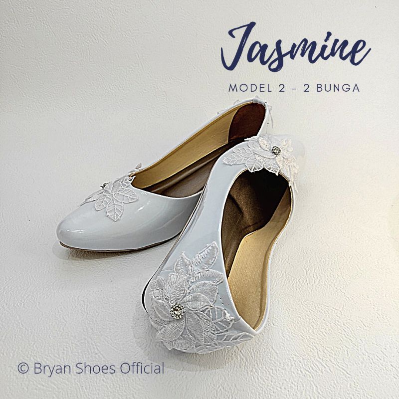 Bryan Jasmine Wedges Pesta Wedding Flower Bunga Lace Brukat Bigsize Jumbo Oversize 36-40 41 42 43