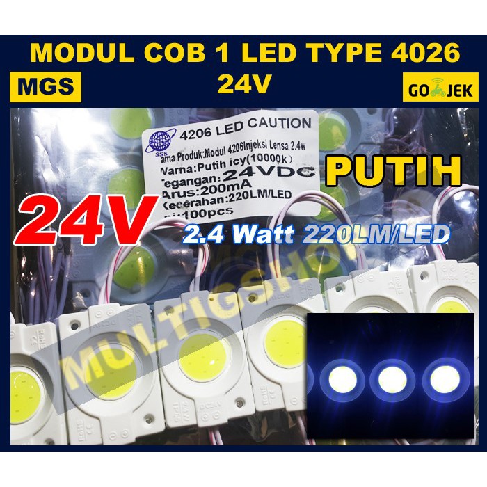 100Pcs Modul COB 1 LED 4026 24V Putih