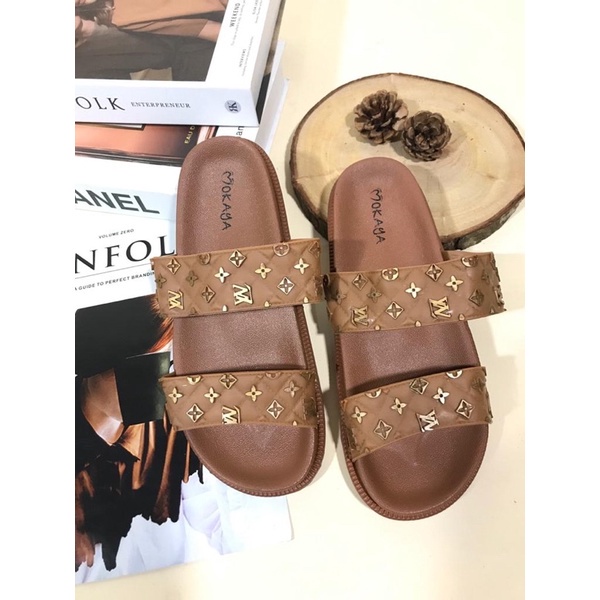 Sandal Slop Ban Dua LV BEST SELLER Mokaya 2002-93 dan 2002-49-Mocca
