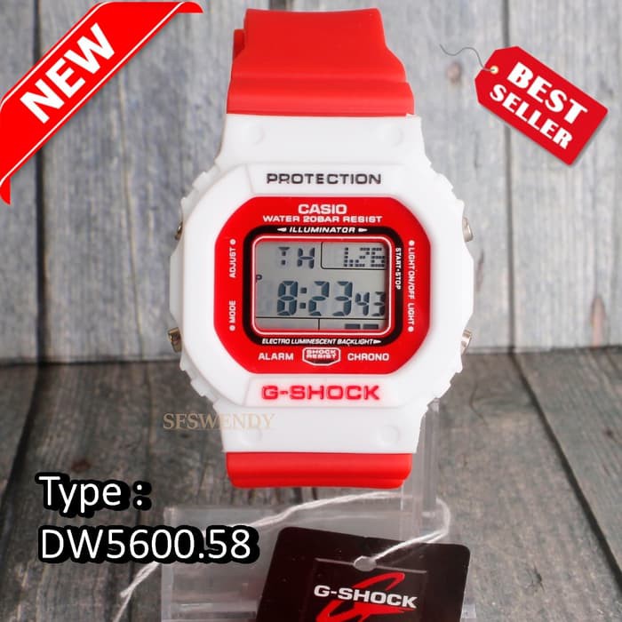 G Shock DW-5600 Merah putih Jam tangan digital pria & anak anti air