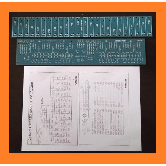 PCB EQUALIZER POTENSIO GESER STEREO 24 CHANNEL IC TL074 TL084 OR LM324