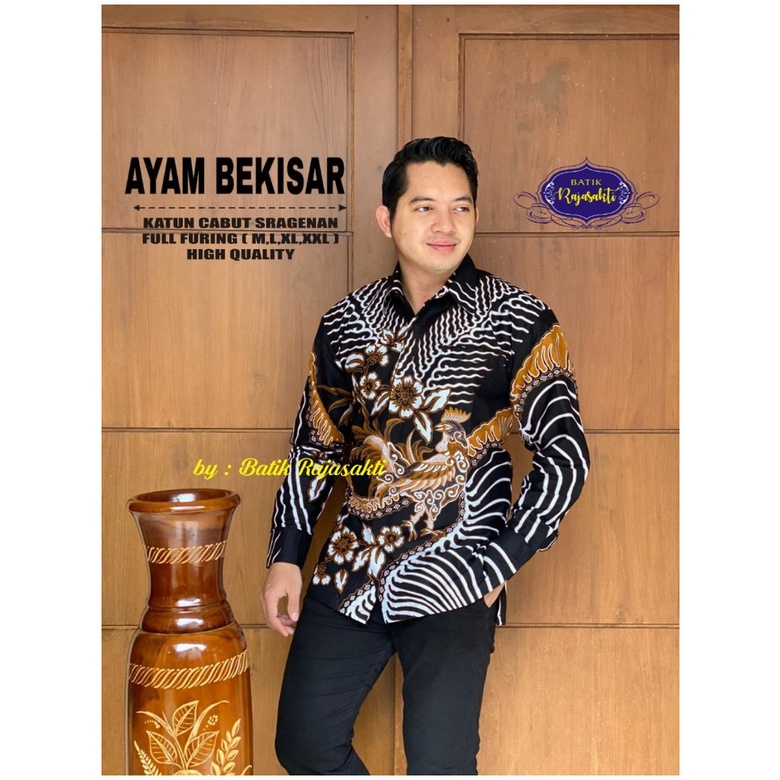 AYAM BEKISAR RAJASAKTI KEMEJA BATIK SOLO PRIA LENGAN PANJANG LAPIS FURING ATASAN BATIK PREMIUM MODERN KATUN HALUS BAHUWIRYA  BANAMITRA BANAMITRA PUTIH BANGSAWAN BAYU PUTRA BERLIAN BIRU BHARATAYUDA BIMASENA BIRENDRA BIRU INDAH BRAHMAKERTA BRAHMAKERTA MERAH