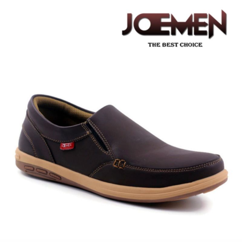 16IB Sepatu Spatu Pria Keren Casual Slip On Kulit Original Hitam Kets Kerja Kekinian Import Pria Asl