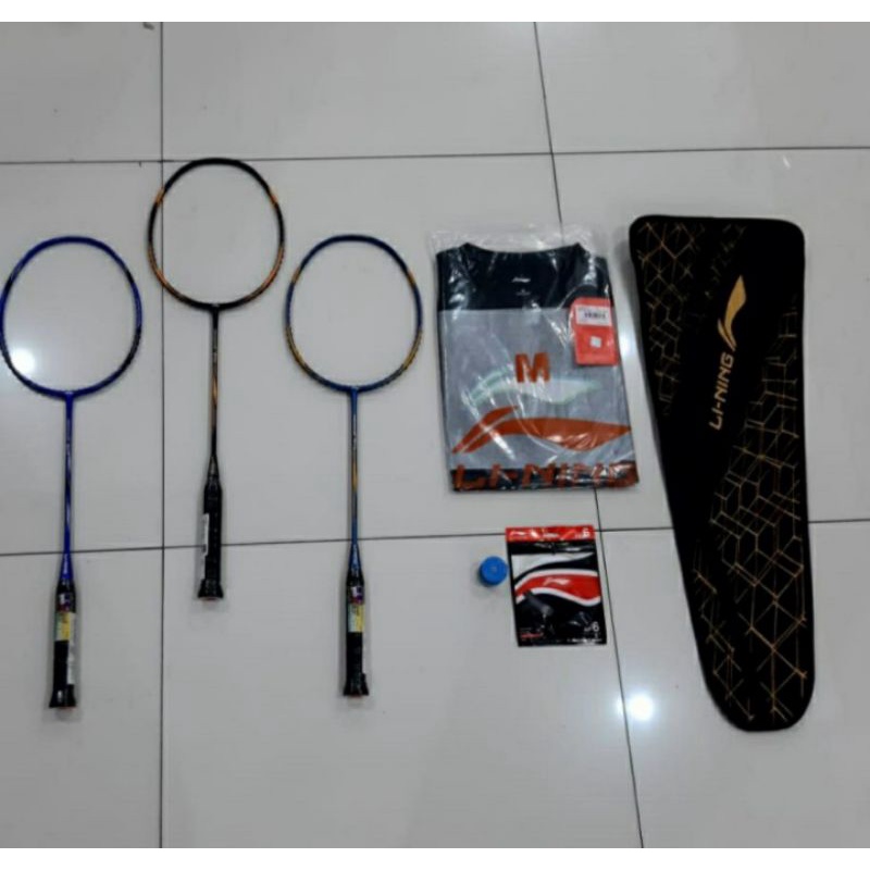 Raket badminton Li-Ning asli Armour Original bonus Tali / baju / tas / grip