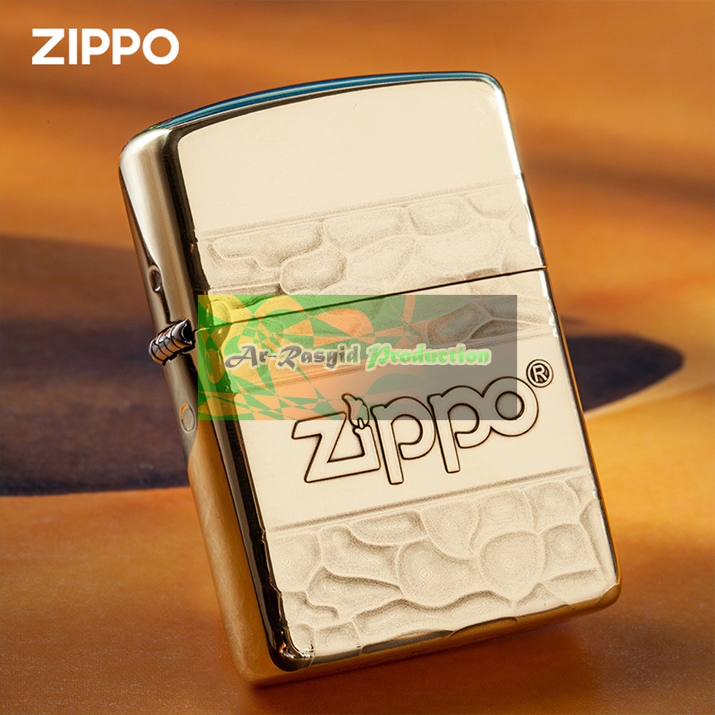Korek Api Roda Minyak Zippo Gold Ukir Logo Zippo 165