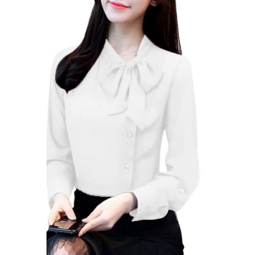 BAJU ATASAN CLARA BLOUS TERBARU FASHION KOREA-Putih