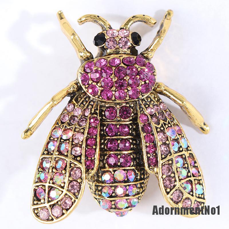 (Adornmentno1) 1pc Bros Pin Bentuk Lebah Bumble Bee 3d Aksen Berlian Imitasi Untuk Wanita