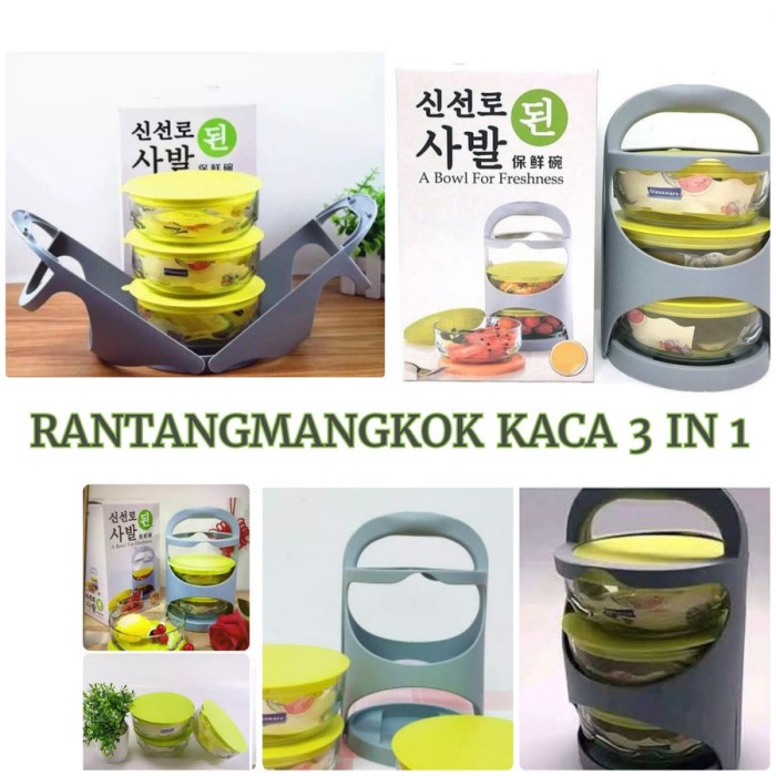 RANTANG SET SAYUR MANGKOK KACA OLLA BOWL 3 IN1