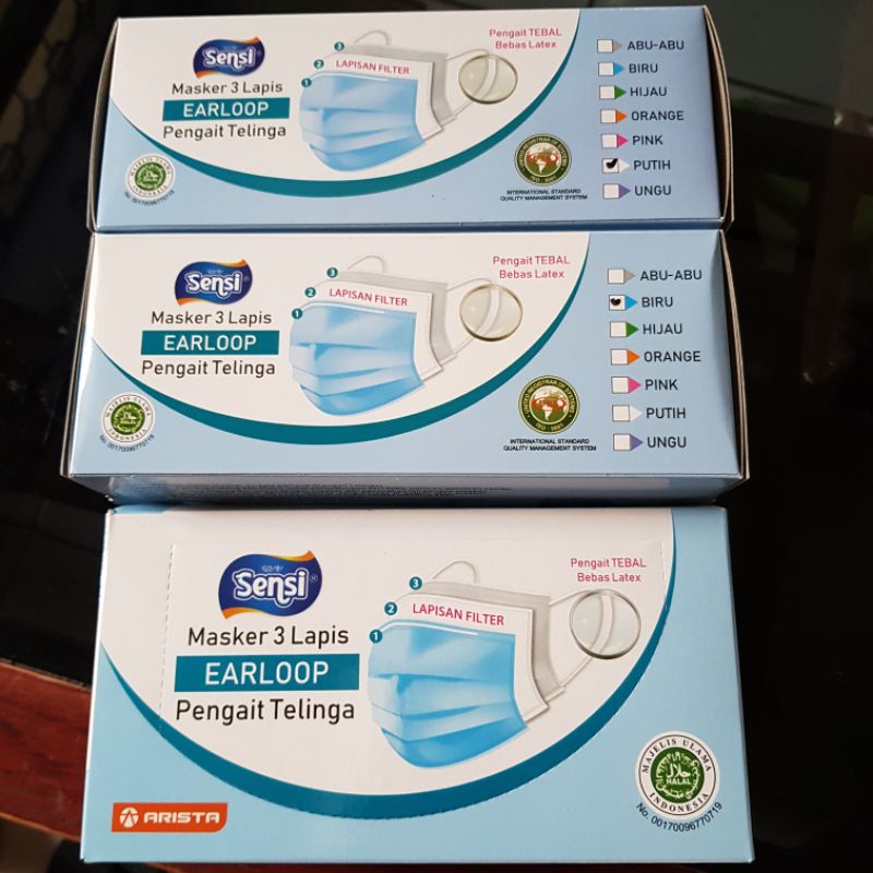 masker medis eceran per 5 pcs dan 10 pcs  sensi mask 3 ply/4ply/kn 95 /ducbill earloop dan hijab