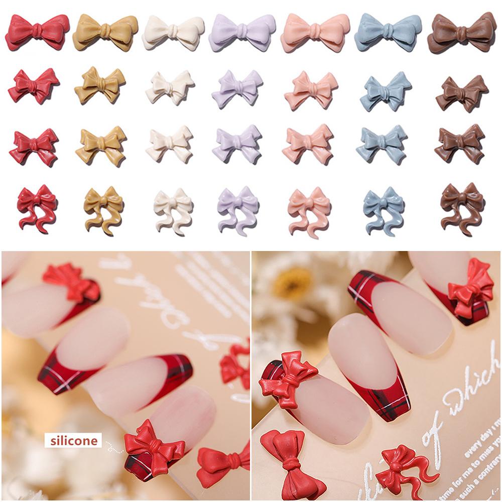 AUGUSTINA Agustinina Bow Ornament 20Pcs DIY Nail Art Valentine Manicure Ikatan Simpul Aksesoris Kuku