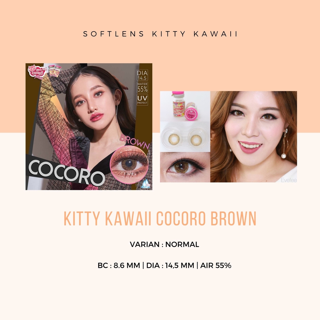 SOFTLENS KITTY KAWAII / SOFTLENS KOREA COCORO BROWN -NORMAL / LENSA MATA