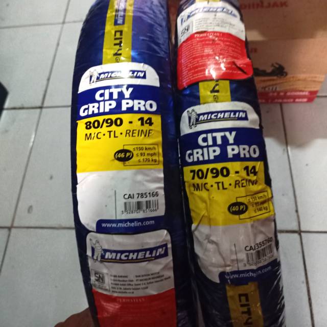 Paket ban tubles michelin city grip pro UK 70/90+80/90.14 free pentil