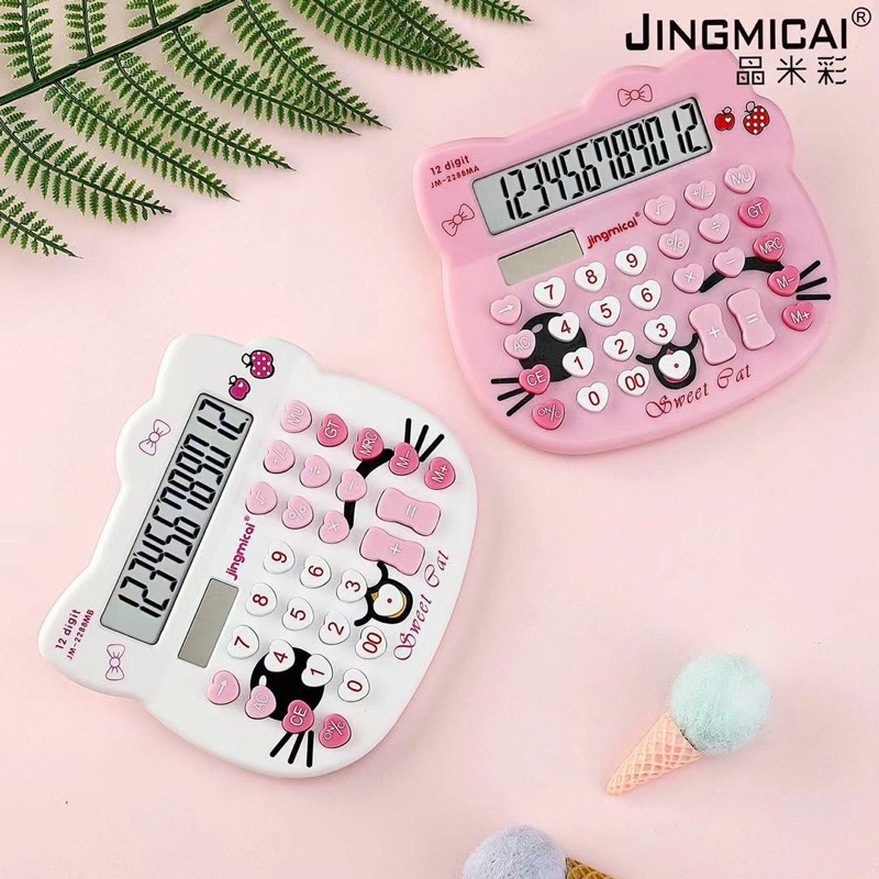 Kalkulator karakter Head Hello Kitty / Kalkulator dagang ( KT-2288 )  ukuran 14cm x 12.3 cm   Angka 12 Digit  Calculator Hello KItty termurah