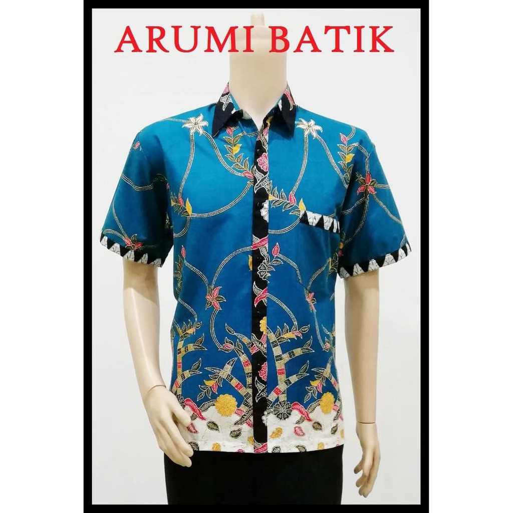 Reseller Open Kemeja / Hem / Atasan / Baju / Seragam Pria Batik 2181 Tosca Big Size