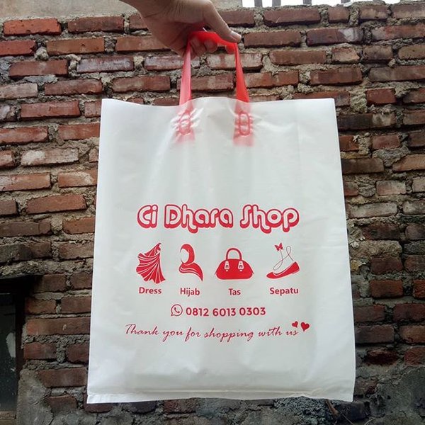 Sablon Plastik murah tas Handle 30x40/sablon softhandle/sablon plastik tas handle/sablon custom mura