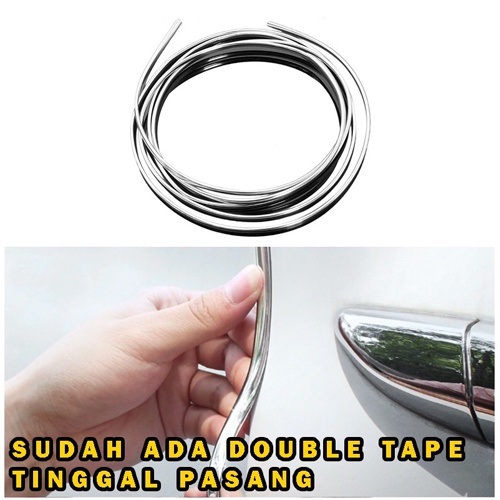 List Chrome Dekorasi interior exterior jendela bumper lis pintu mobil 8 mm