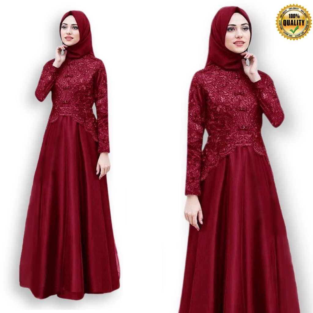 KAELLA MAXY DRESS BROKAT - GAMIS MODEREN / KEBAYA TERUSAN /BAJU KONDANGAN MUSLIM WANITA