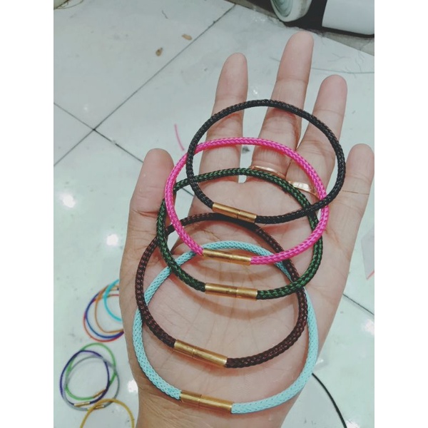 (free stoper) Gelang tali waterproof 3mm (kuncian diputar)/ gelang kawat anti air