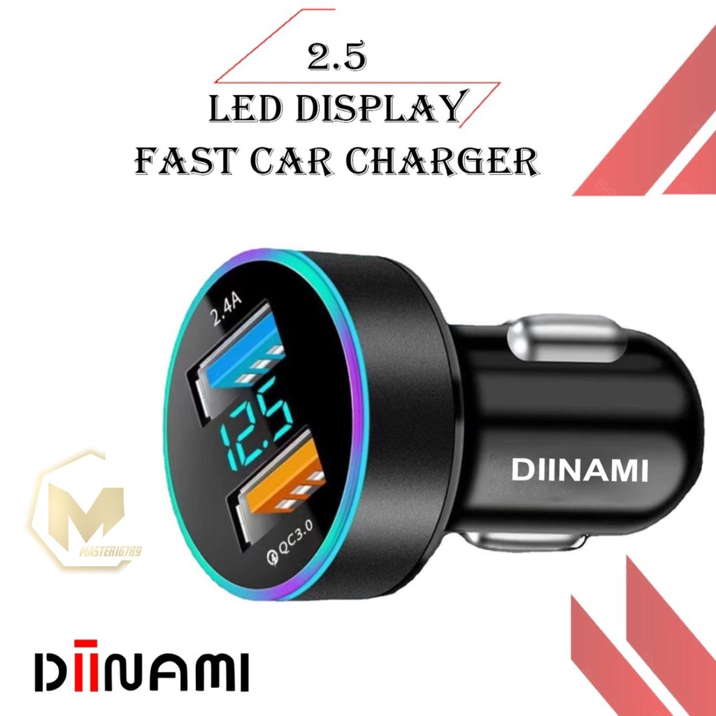 Batok Saver mobil Cashan mobil DIINAMI C15 dual usb 2.5amper LED display ORIGINAL kualitas fast Charger MA3379