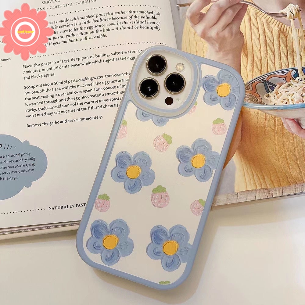 Case Bunga Biru Lukisan Cat Minyak Vivo Y36 Y16 Y35 Y22 Y21 2021 Y12 Y1S Y15 Y20 Y20S Y15S Y21T Y33T Y91C Y11 Y17 Y30 Y30i Y15A Y50 Y33S Y12i Y15S Y20i Y21S Y20G Y21A Y11S Y12S