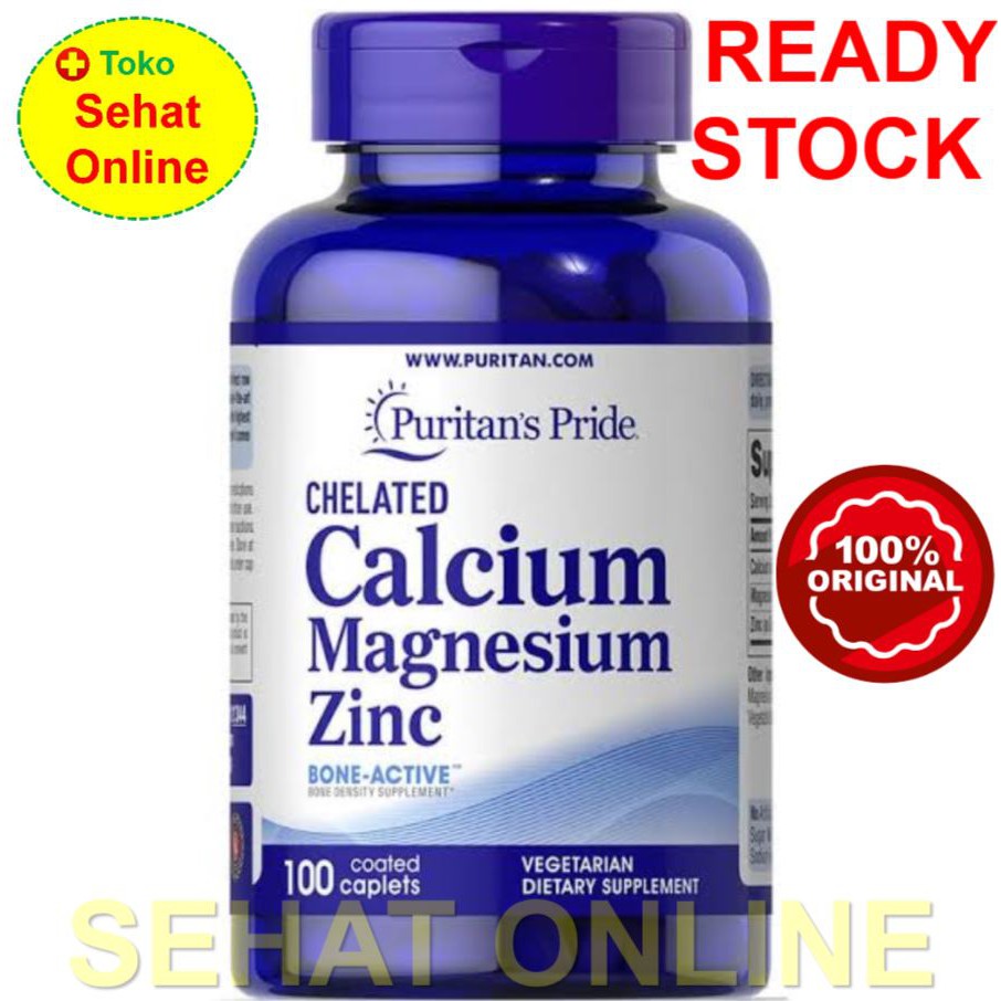 Puritan Pride Chelated Calcium Mag Zinc 100 Caplet - Peninggi Badan