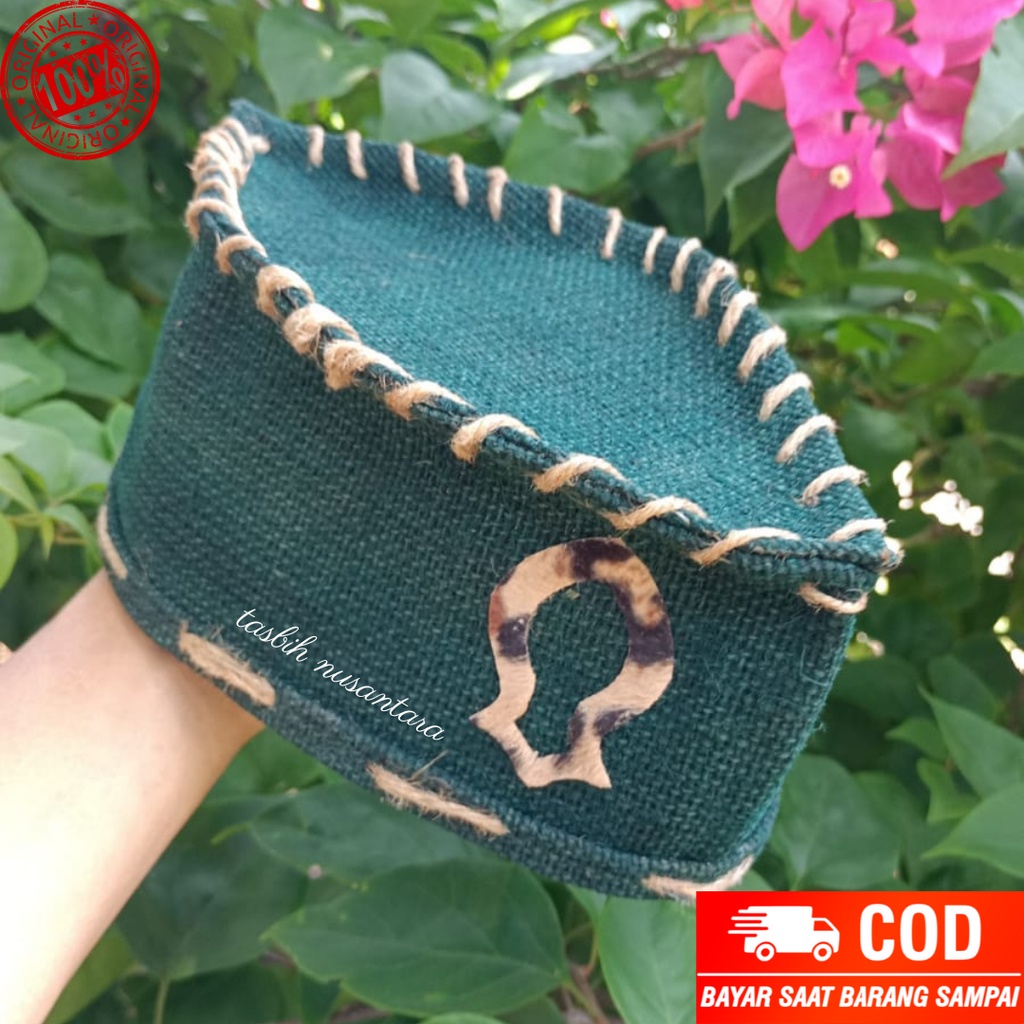 Songkok goni premium / kopiah goni dewasa warna hijau