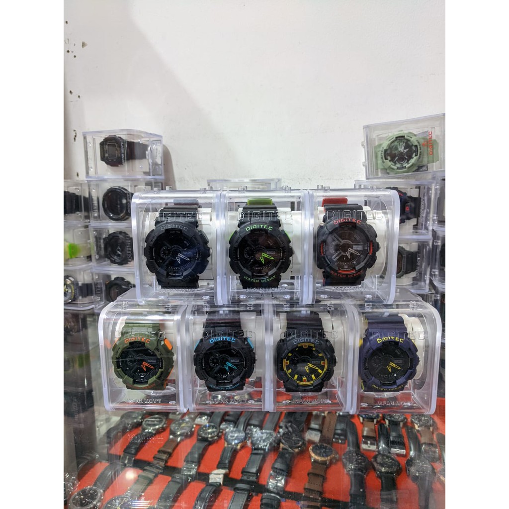jam tangan pria jam digitec dualtime anti air original