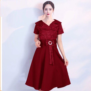 Baju Dress Pesta Natal Imlek Wanita Remaja Korea Import Murah Kekinian Terbaru 2021 Party Dress Bhan