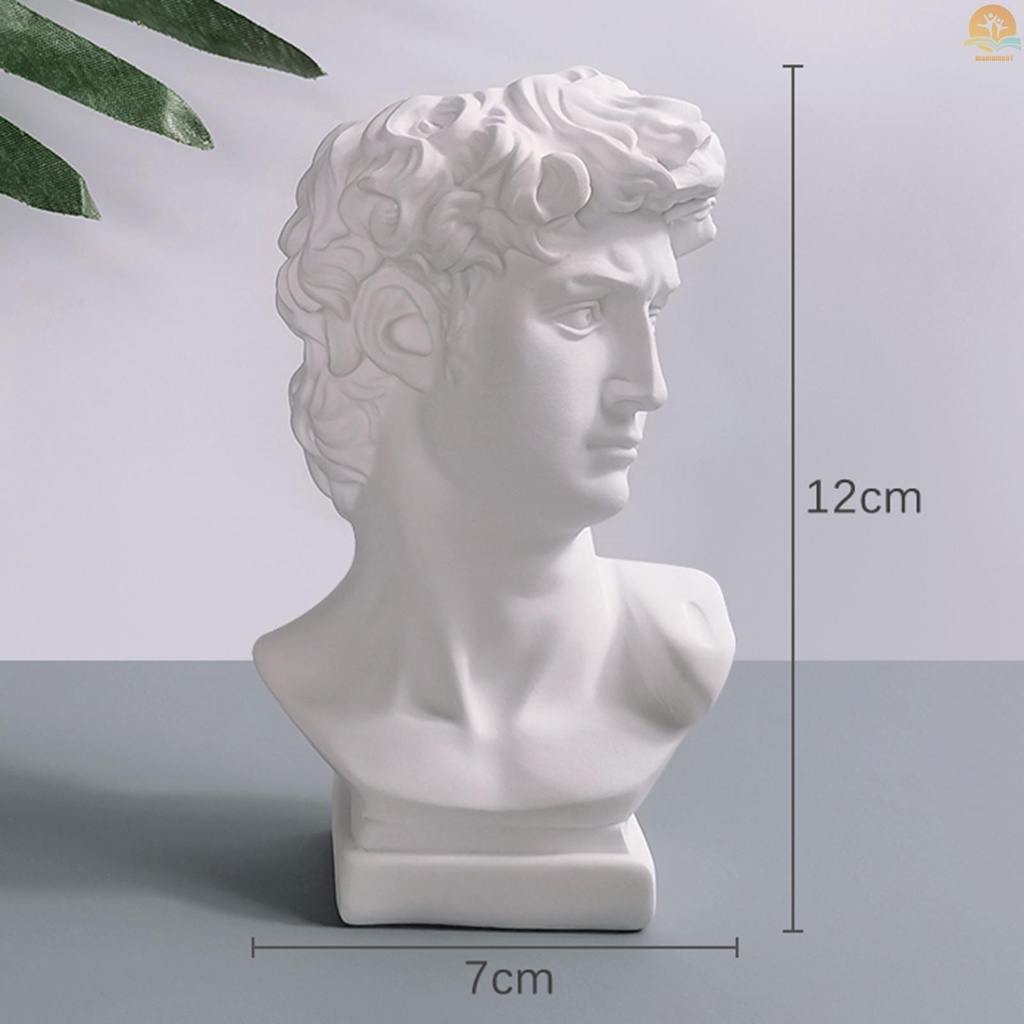 Resin White Sculpture Gypsum Head Makeup Brush Pen Holder Flower Vase Table Decoration