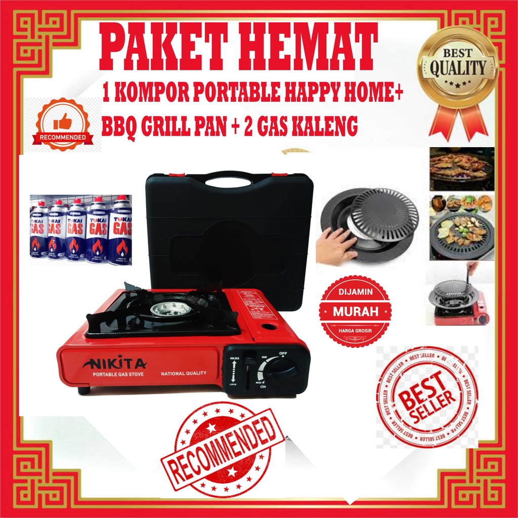 TERMURAH Kompor Portable Kompor Gas Portable Kompor Portabel Kompor Gas PortabeL+GRILL+2 GAS