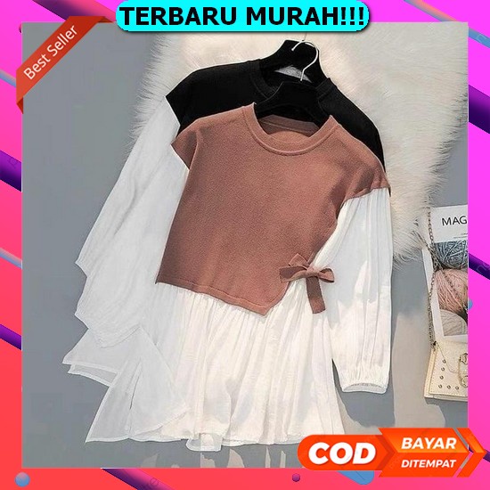 Baju Atasan Kemeja Wanita Top Blouse Leopard Import Bangkok Premium Merah Size M Cod - Laura Blouse 