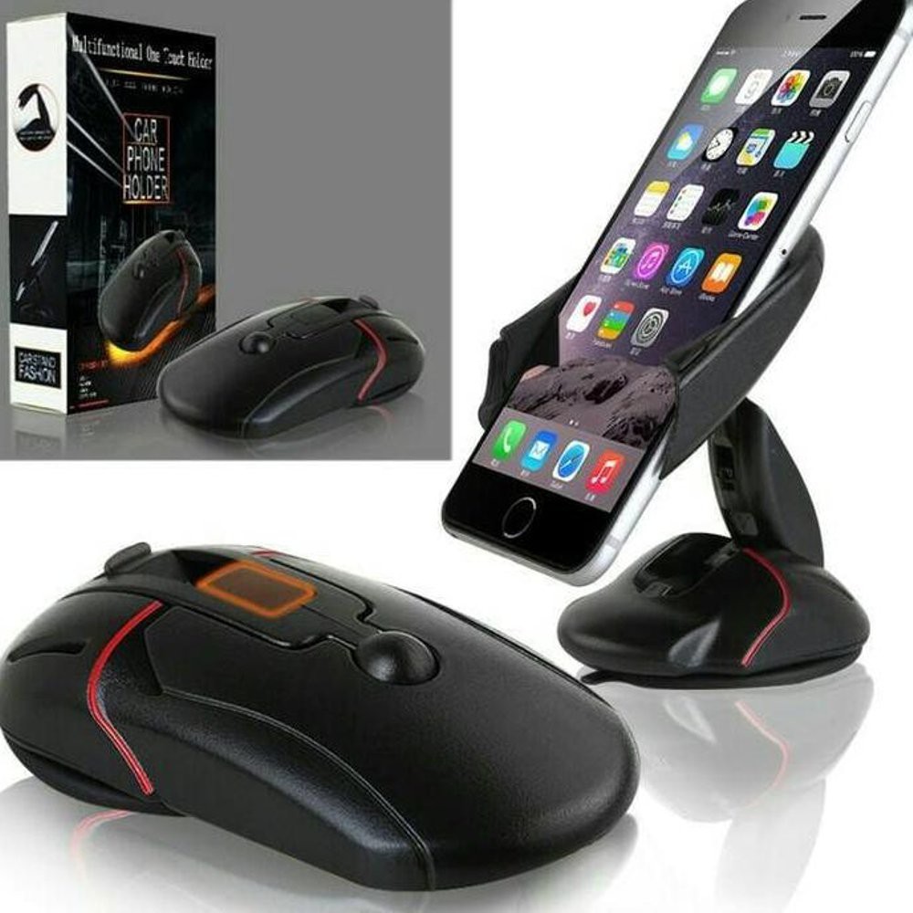 (Mouse) Phone Holder Bracket Bentuk Mouse / Deformable Car Smartphone Mouse Holder