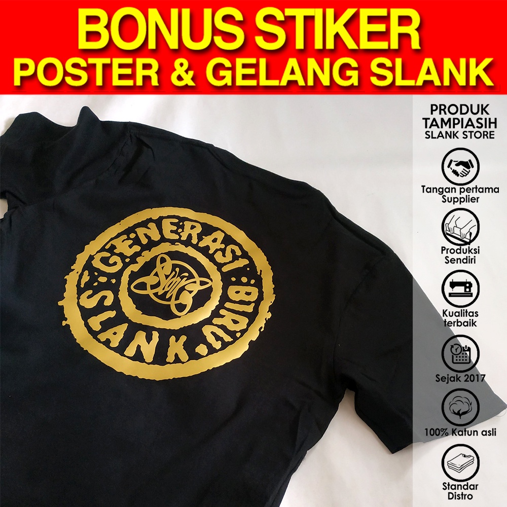 GENERASI BIRU GOLD - HITAM - LENGAN PENDEK - ORIGINAL MADE IN SLANKERS - BAJU KAOS SLANK - TAMPIASIH