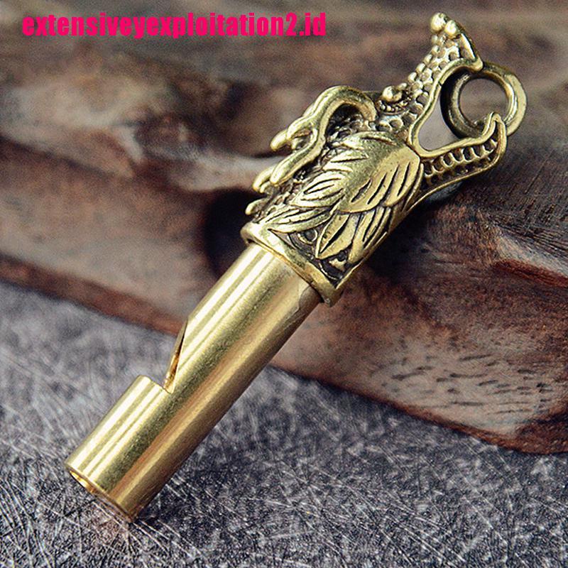 &lt; E2id &amp; &gt; Gantungan Kunci Peluit Kepala Naga Kuningan Handmade