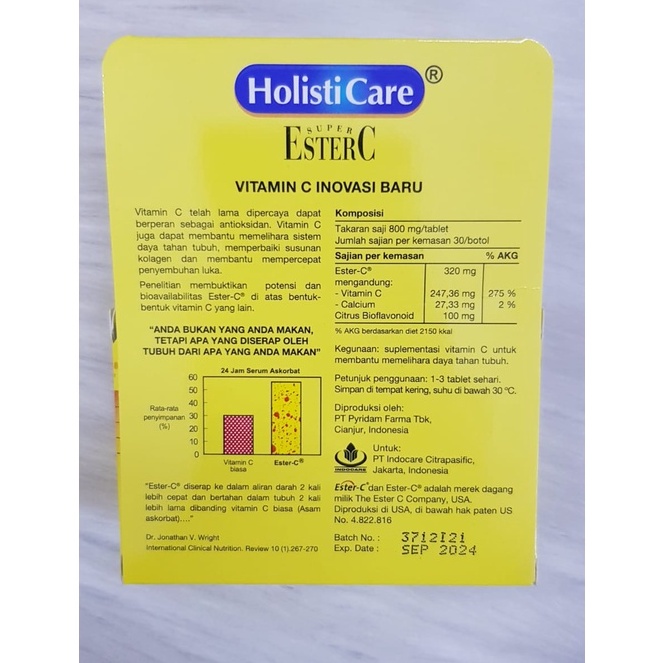 ESTER C ISI 30 TABLET HOLISTICARE