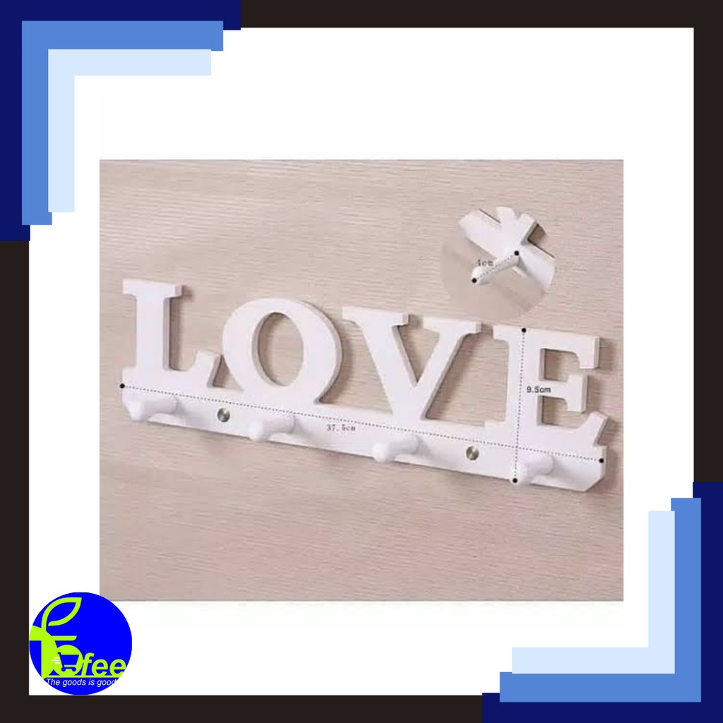 [IMPORT] - Rak Dinding Gantungan Baju Love Putih - White Hanger Kayu R29