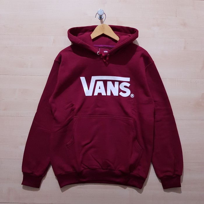 JAKET HOODIE VANS LOGO MAROON - M