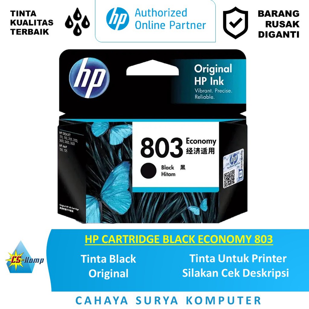 HP CARTRIDGE BLACK ECONOMY 803 UNTUK PRINTER HP DeskJet 1110, 1115, 2130, 2135, 3630