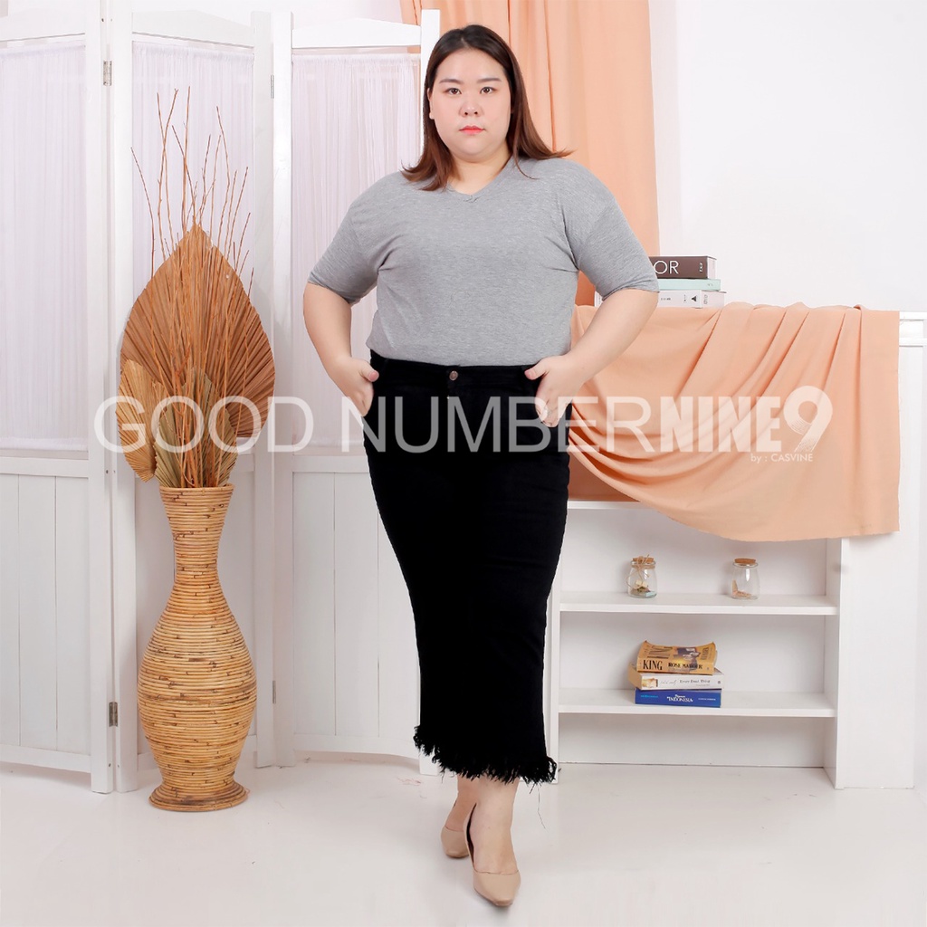 CELANA JEANS CUTBRAY RAWIS DARKBLUE BLACK BIGSIZE JUMBO 11107 ADA 35-38