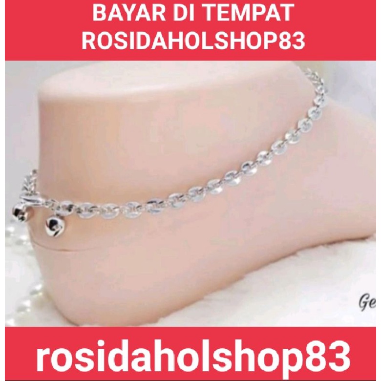 GELANG KAKI WANITA TITANIUM MOTIF NURI POLOS TERSEDIA WARNA SILVER DAN GOLD ANTI KARAT LAPIS EMAS 23